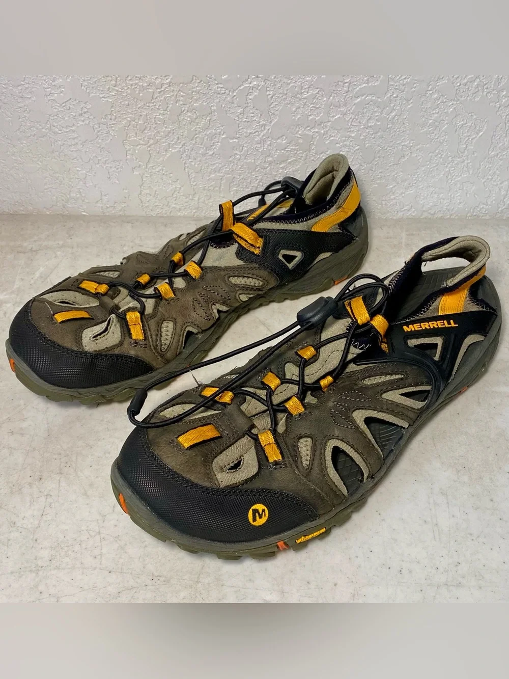 Merrell All Out Blaze Sieve Shoes Mens 9 Hiking Water Sandals Taupe Black Orange